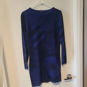 Marimekko Huvila Fine Knit 100% Wool Lomg Sleeve Dress